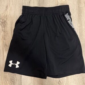 Under Armour Black Athletic Boys Shorts Lightweight Elastic Waist